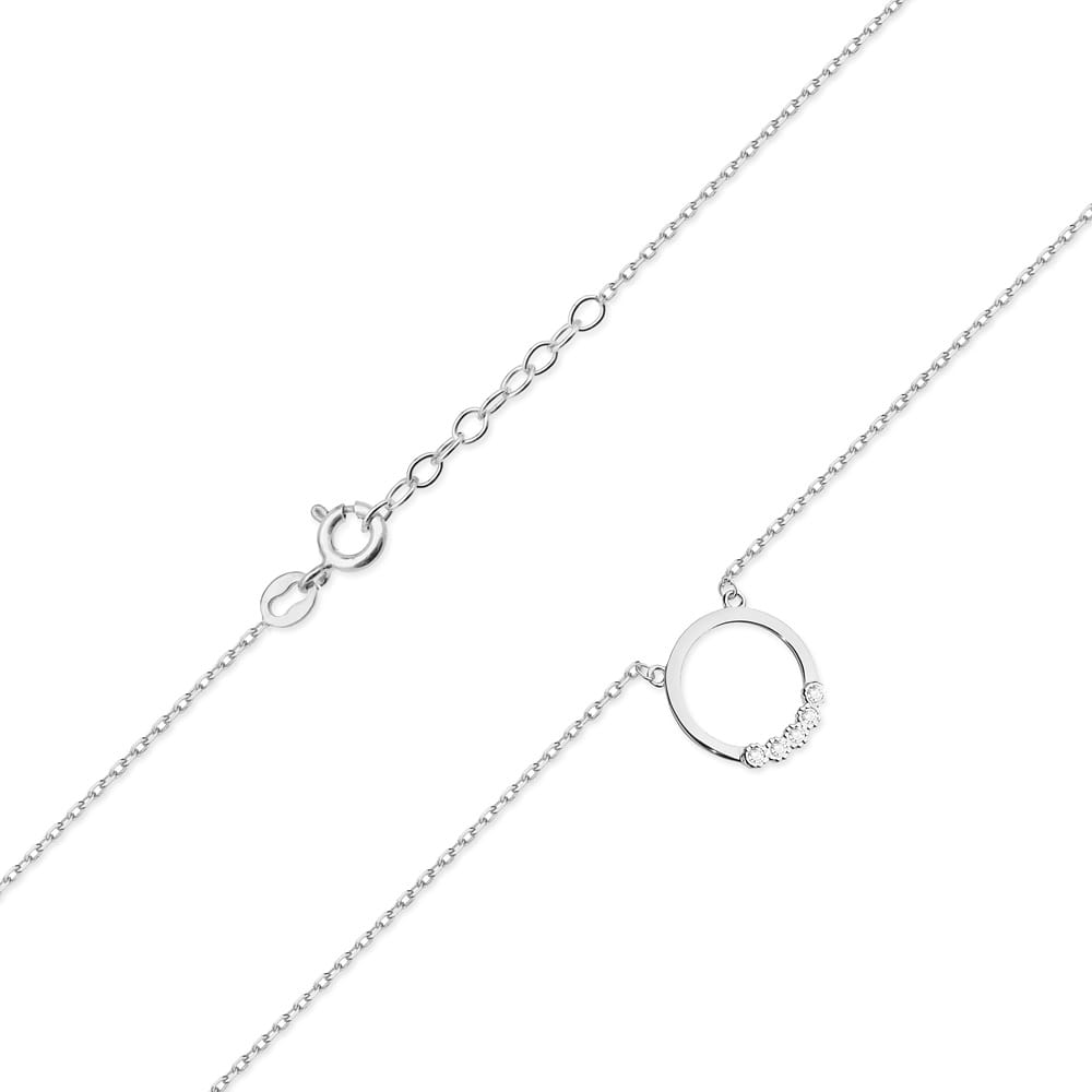Colier Cerculet Aur 14k cu Diamante 0.045 ct - Alb