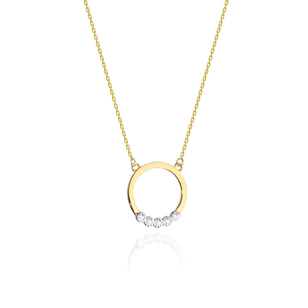 Colier Cerculet Aur 14k cu Diamante 0.045 ct - Galben
