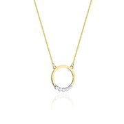 Colier Cerculet Aur 14k cu Diamante 0.045 ct - Galben