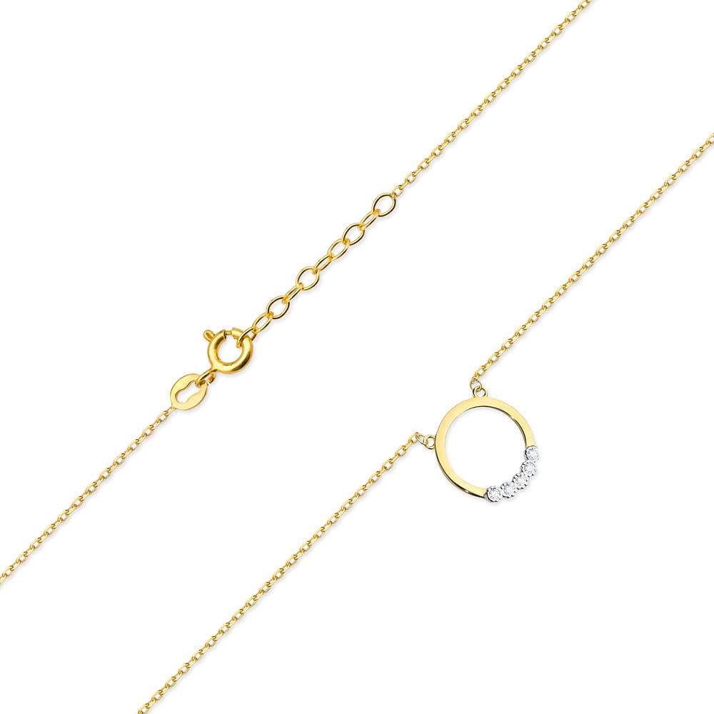 Colier Cerculet Aur 14k cu Diamante 0.045 ct - Galben