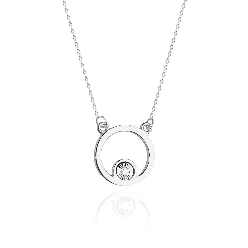 Colier Cerc Aur 14k cu Diamante 0.01 ct - Alb