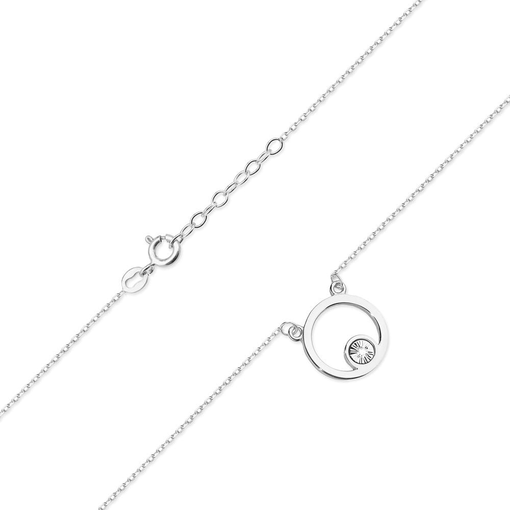 Colier Cerc Aur 14k cu Diamante 0.01 ct - Alb