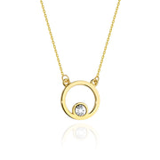 Colier Cerc Aur 14k cu Diamante 0.01 ct - Galben