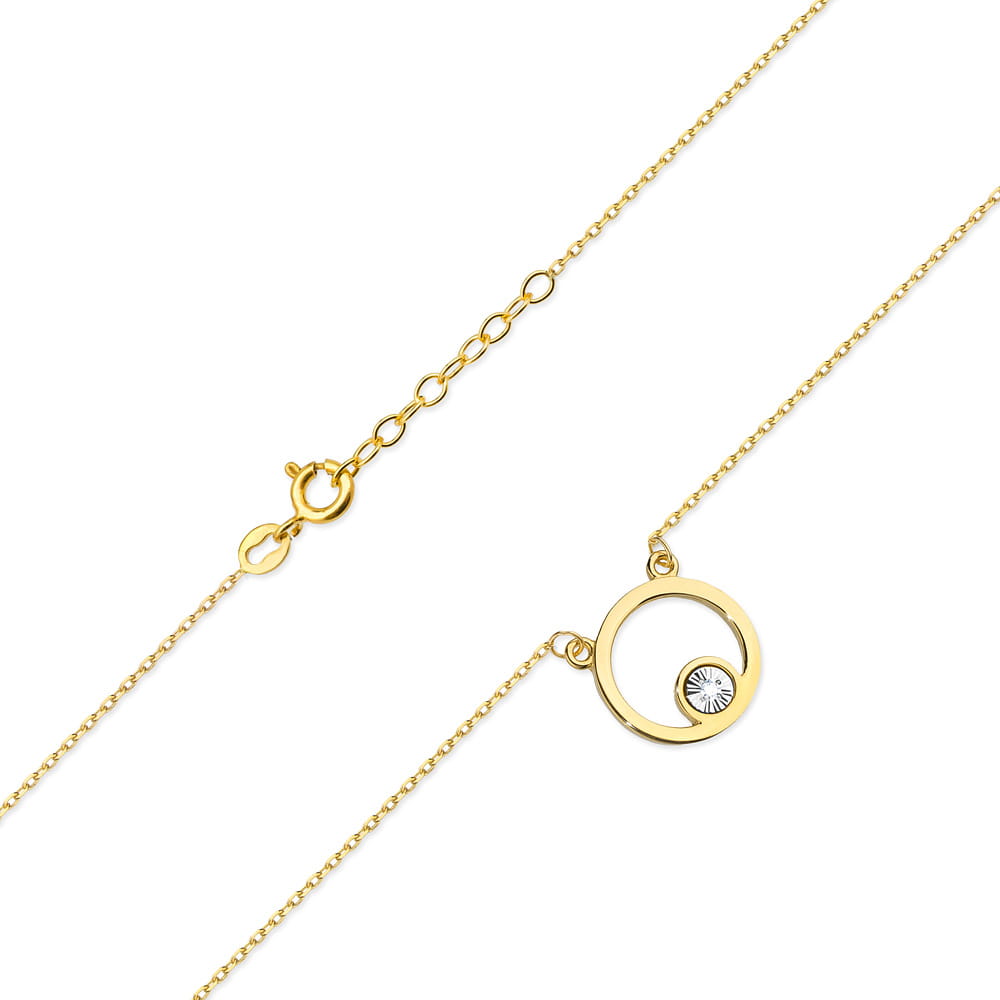 Colier Cerc Aur 14k cu Diamante 0.01 ct - Galben