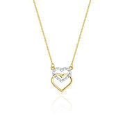 Colier Inimioare Aur 14k cu Diamante 0.05 ct - Galben