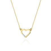 Colier Inima Aur 14 K cu Diamante 0.015 ct - Galben