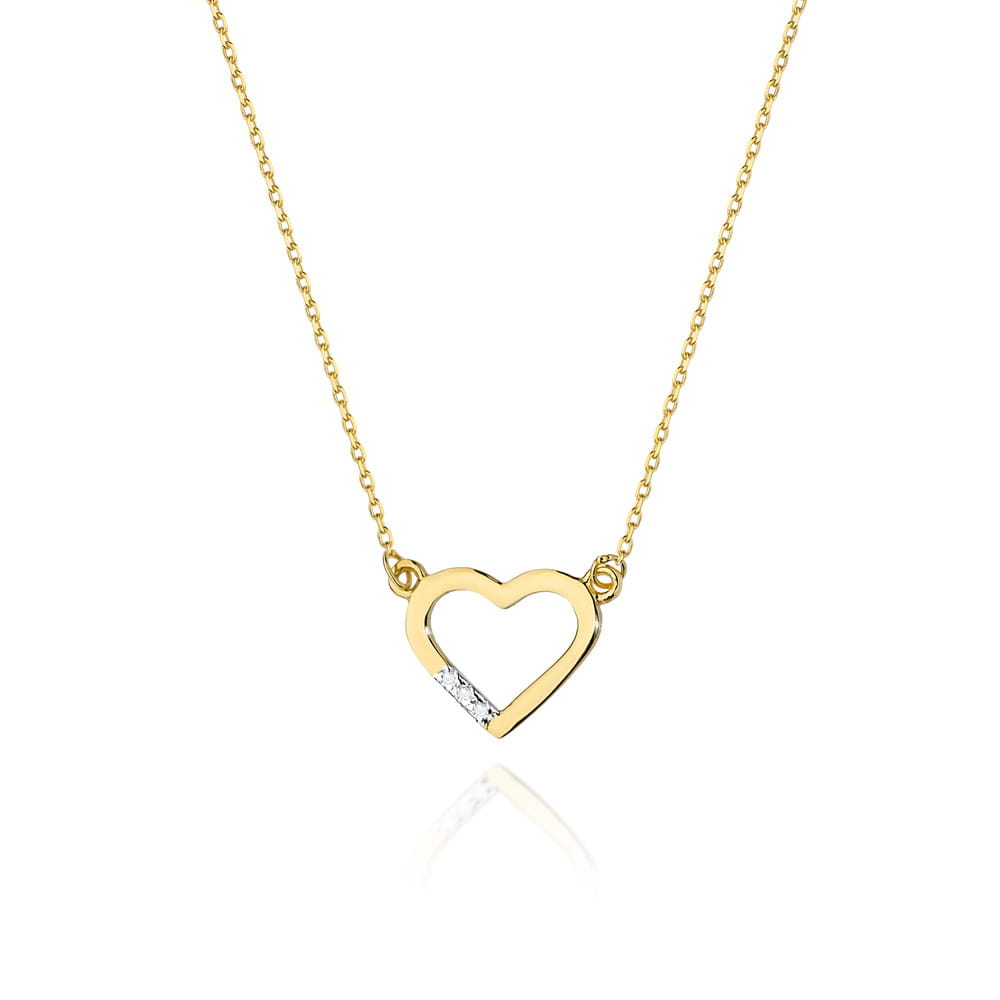 Colier Inima Aur 14 K cu Diamante 0.015 ct - Galben