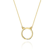 Colier Cerc Aur 14 K cu Diamante 0.01 ct - Galben