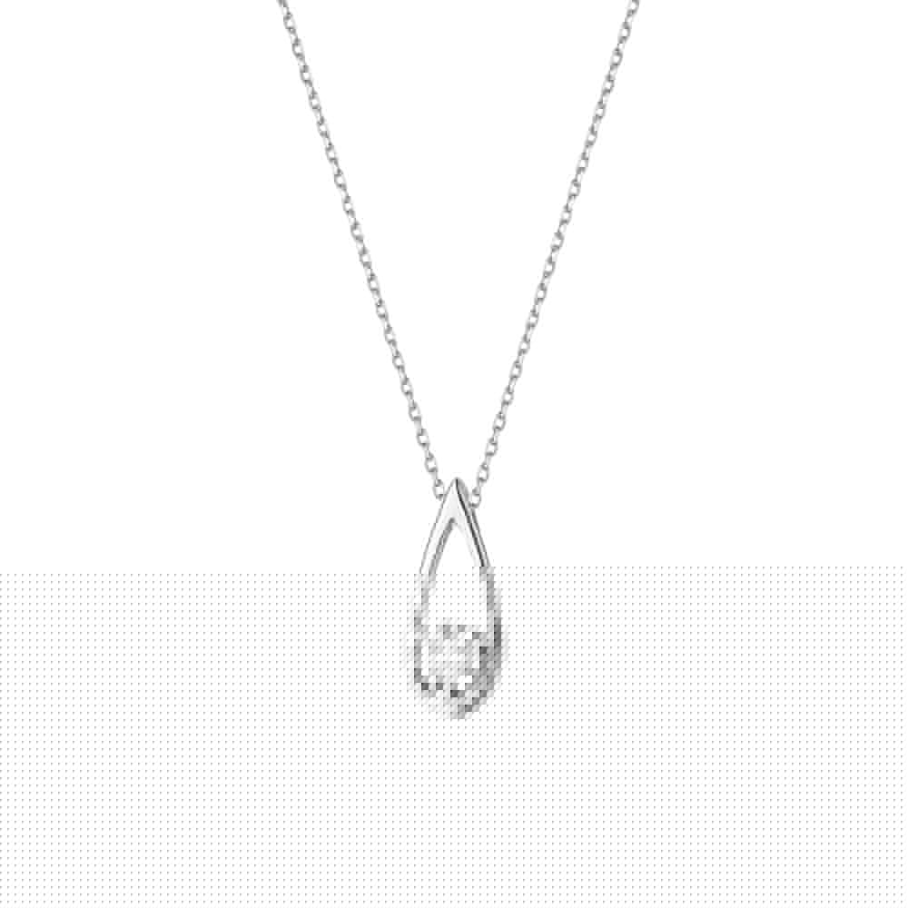Colier Aur 14 K cu Diamante 0.08 ct - Alb