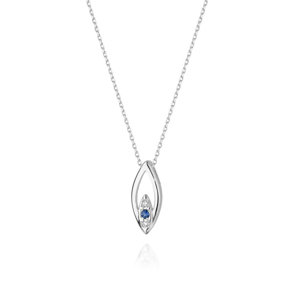 Colier Aur 14k cu Safir 0.05 ct si Diamante 0.03 ct - Alb