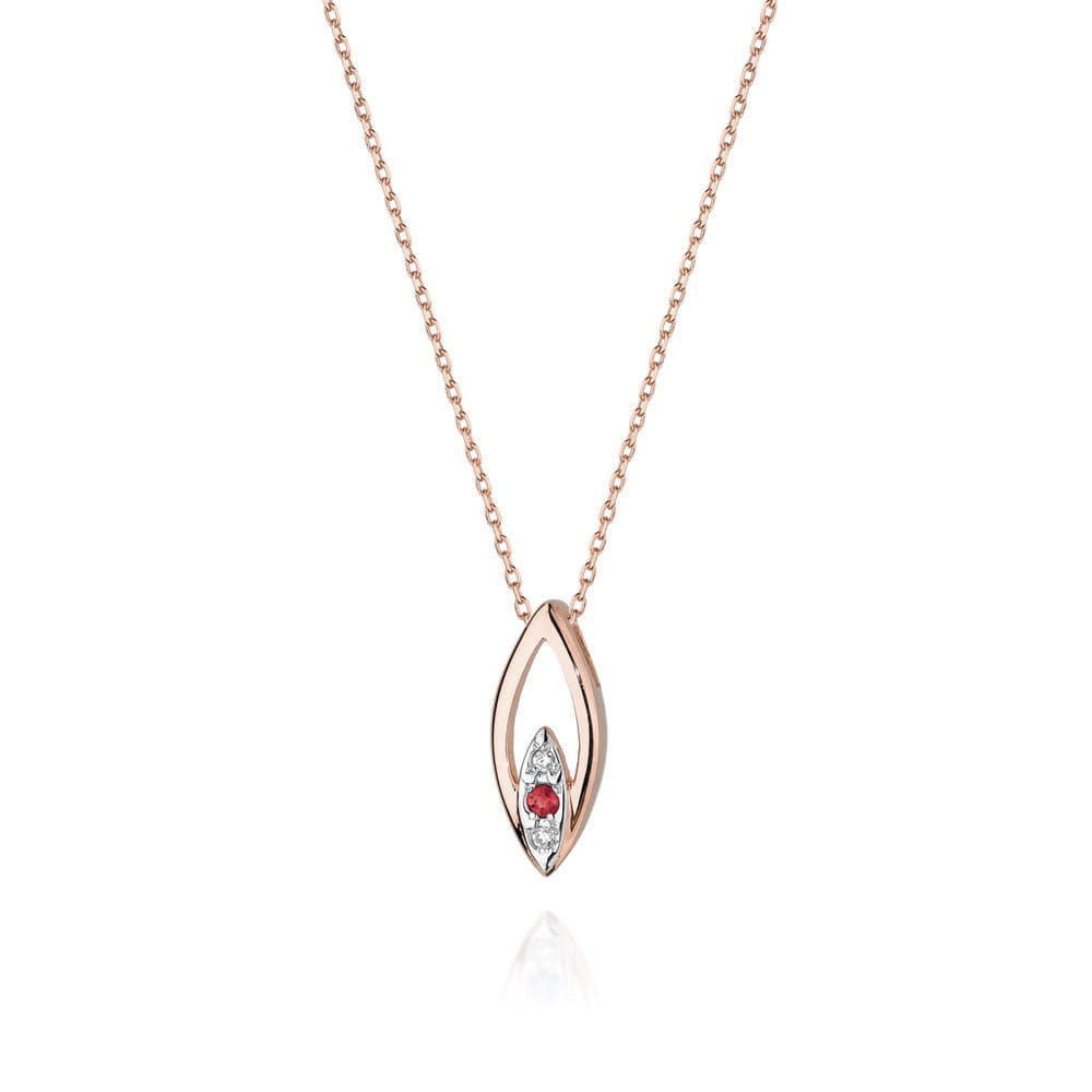 Colier Aur 14k cu Rubin 0.05 ct si Diamante 0.03 ct - Roz