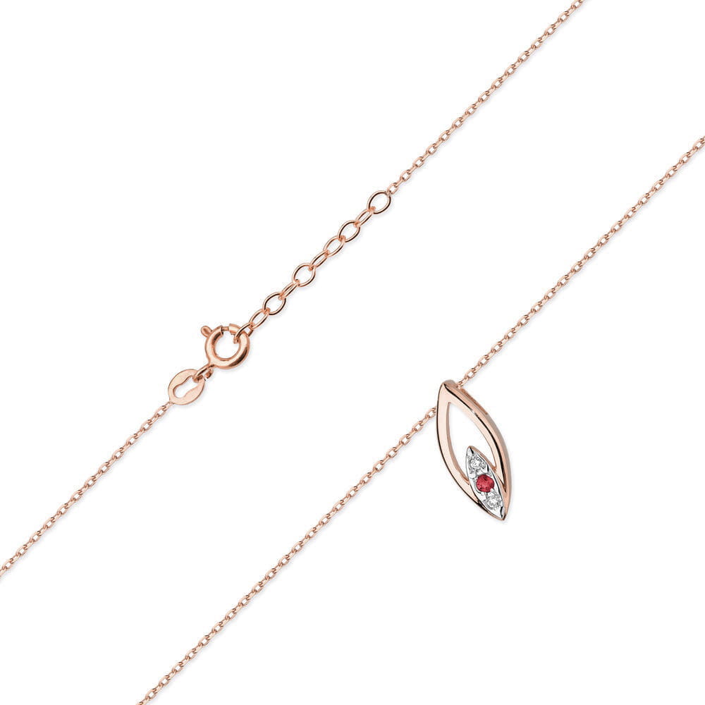 Colier Aur 14k cu Rubin 0.05 ct si Diamante 0.03 ct - Roz