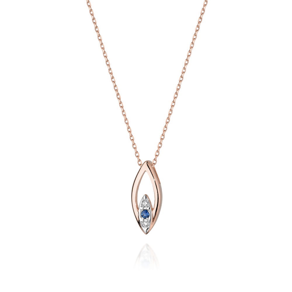 Colier Aur 14k cu Safir 0.05 ct si Diamante 0.03 ct - Roz