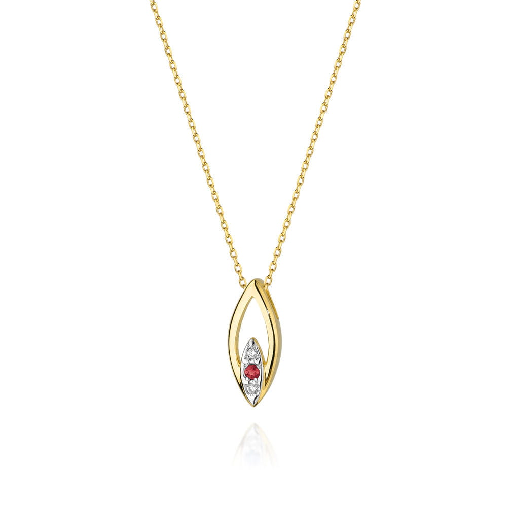 Colier Aur 14k cu Rubin 0.05 ct si Diamante 0.03 ct - Galben