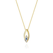 Colier Aur 14k cu Safir 0.05 ct si Diamante 0.03 ct - Galben