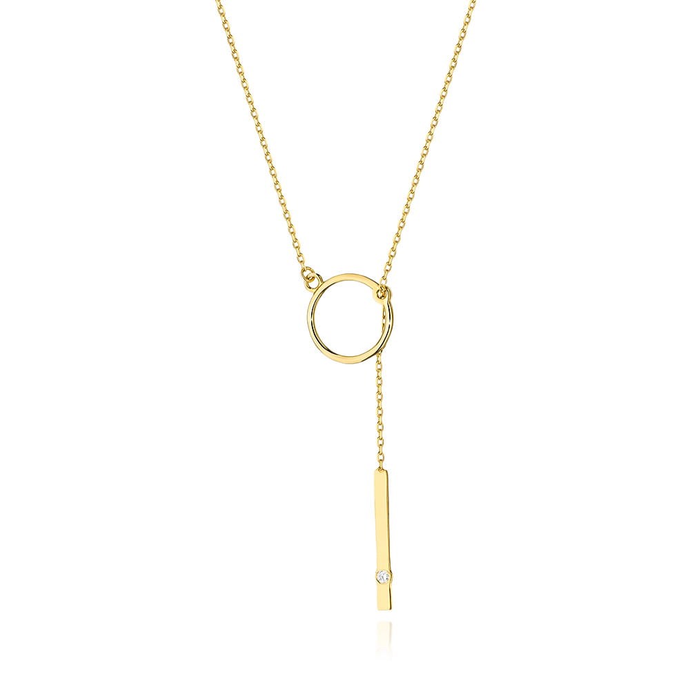 Colier Cerculet Aur 14K cu Diamant Natural 0.0145