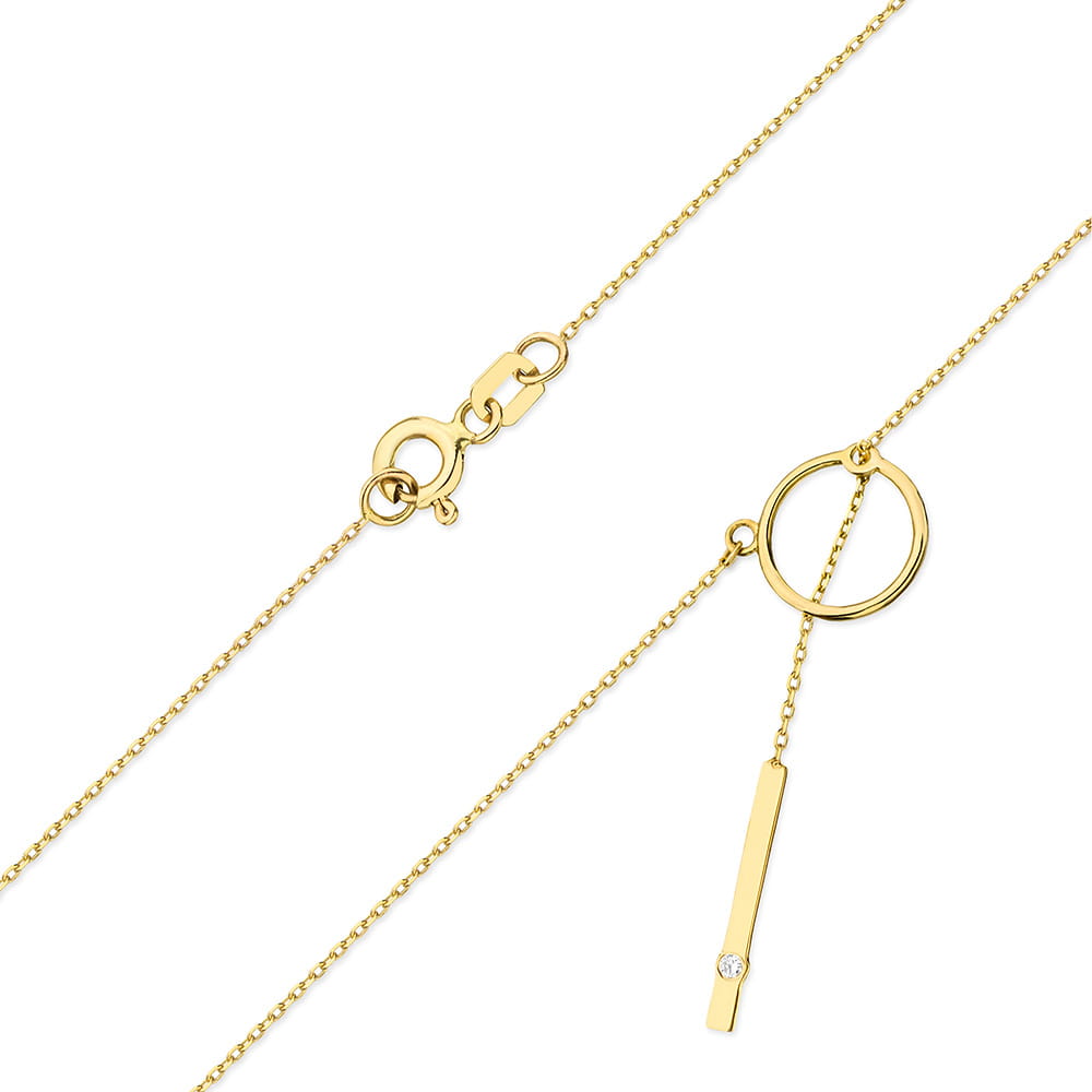 Colier Cerculet Aur 14K cu Diamant Natural 0.0145