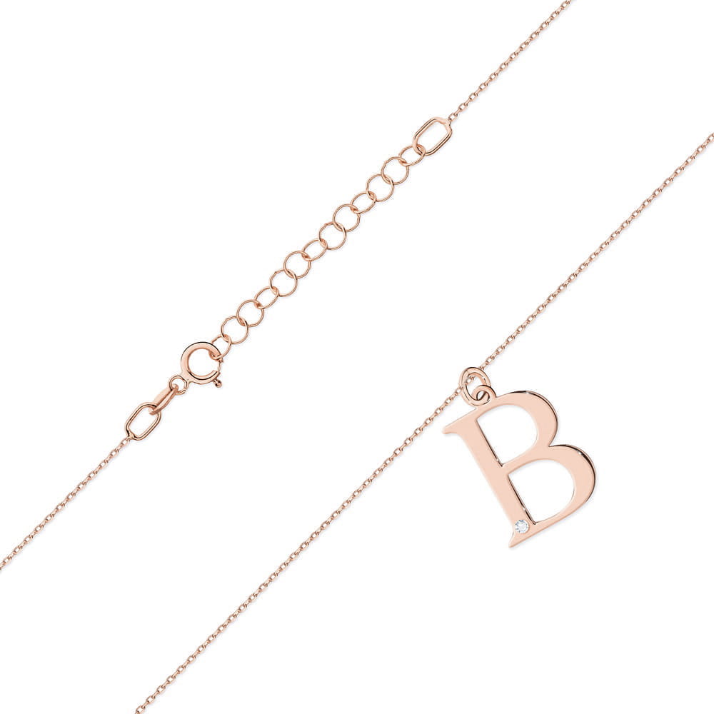 Colier cu pandantiv litera B din Aur 14K cu Diamant 0.005 ct