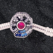 Talisman Argint 925 rodiat Evantai cu pietre multicolore Simulated Diamond