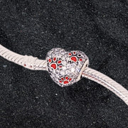 Talisman Argint 925 rodiat Inima cu amprente catel Simulated Diamond