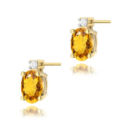 Cercei Aur 14K cu Citrin 0.60 ct si Diamante Naturale 0.03 ct