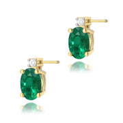 Cercei Aur 14K cu Smarald 0.40 ct si Diamante Naturale 0.03 ct Filet cu Protectie