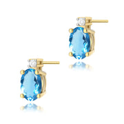 Cercei Aur 14K cu Topaz London Blue 0.50 ct si Diamante Naturale 0.03 ct