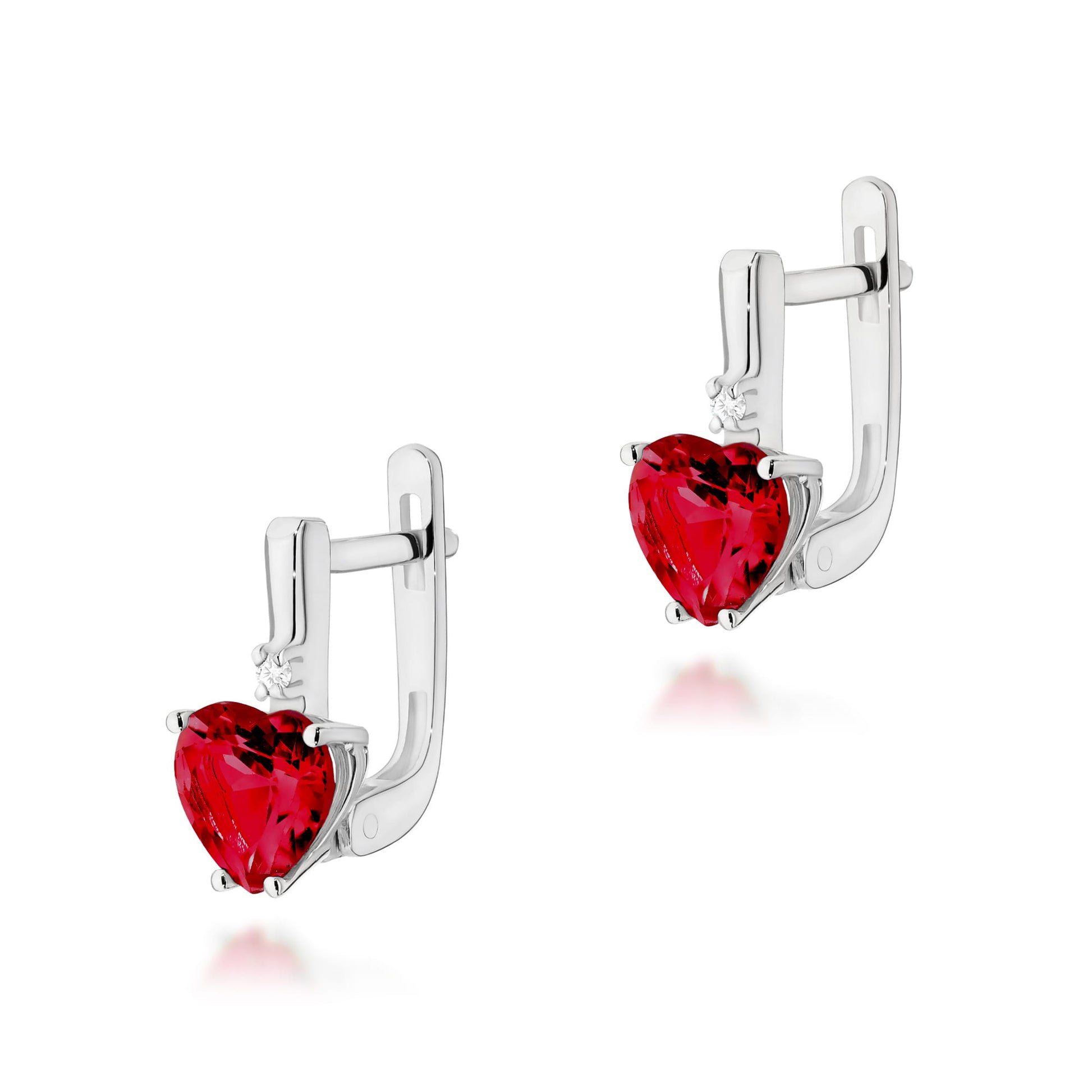 Cercei Aur 14K cu Rubin 2.40 ct si Diamant 0.03 ct - Alb