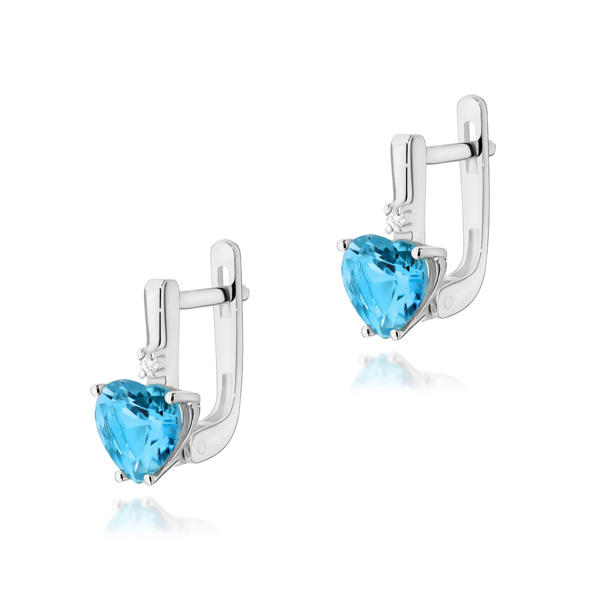 Cercei Aur 14K cu Topaz 2.40 ct si Diamant 0.03 ct - Alb