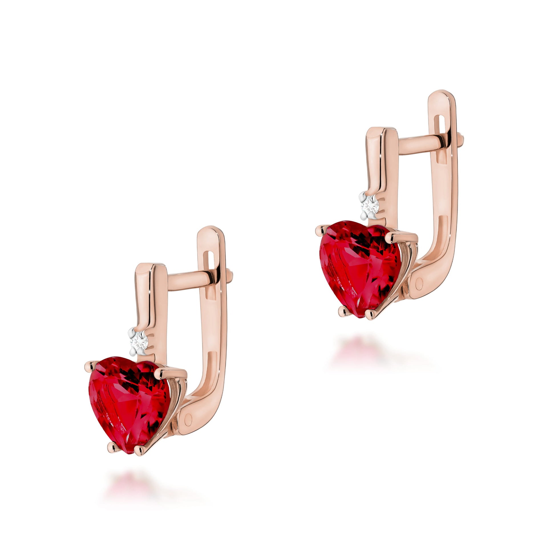 Cercei Aur 14K cu Rubin 2.40 ct si Diamant 0.03 ct - Roz