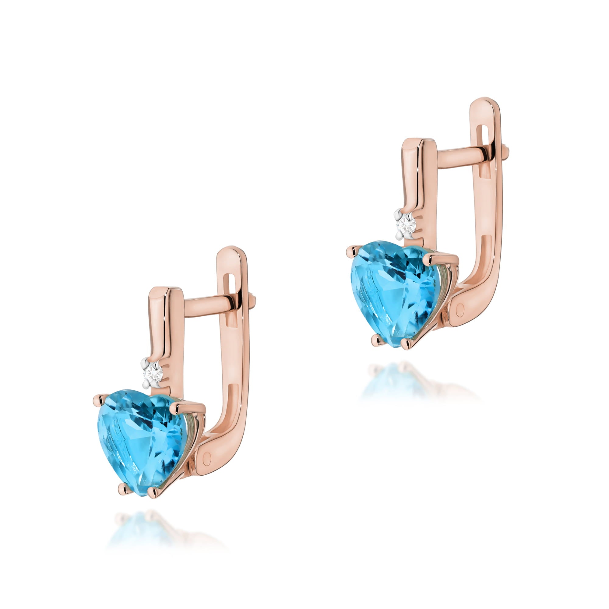 Cercei Aur 14K cu Topaz 2.40 ct si Diamant 0.03 ct - Roz