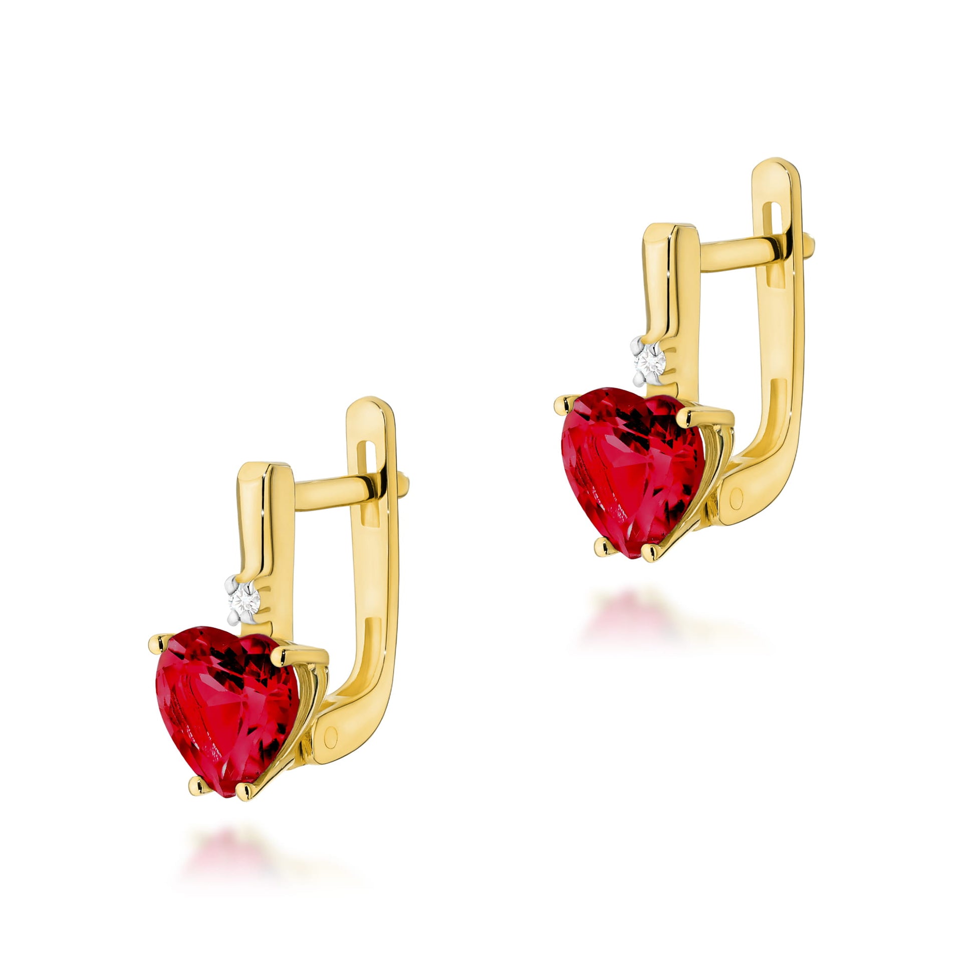 Cercei Aur 14K cu Rubin 2.40 ct si Diamant 0.03 ct - Galben