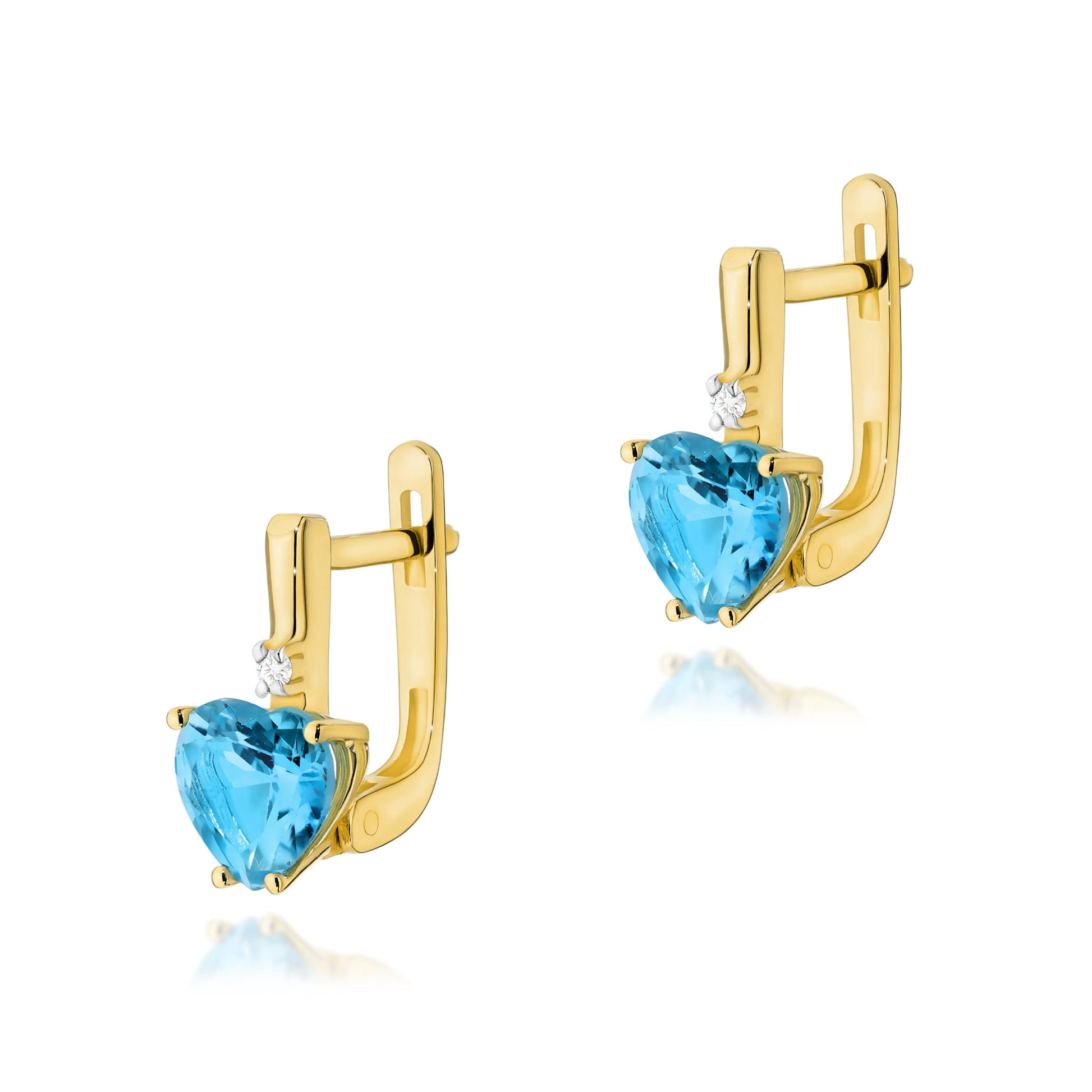 Cercei Aur 14K cu Topaz 2.40 ct si Diamant 0.03 ct - Galben