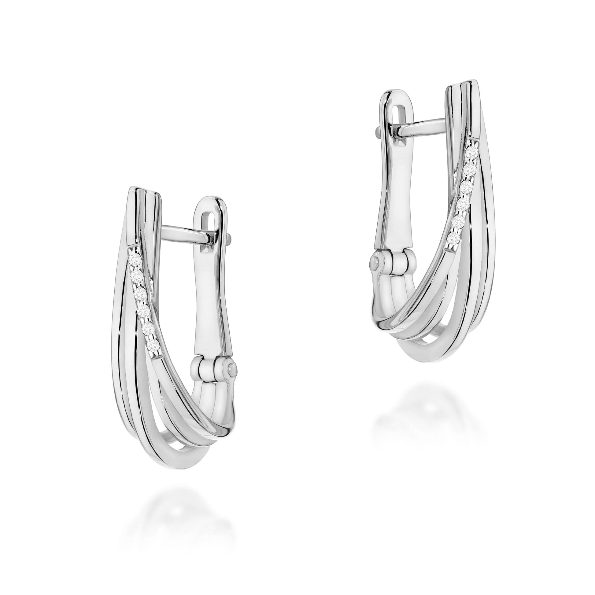 Cercei Aur 14K cu Diamante Naturale 0.06 ct - Alb