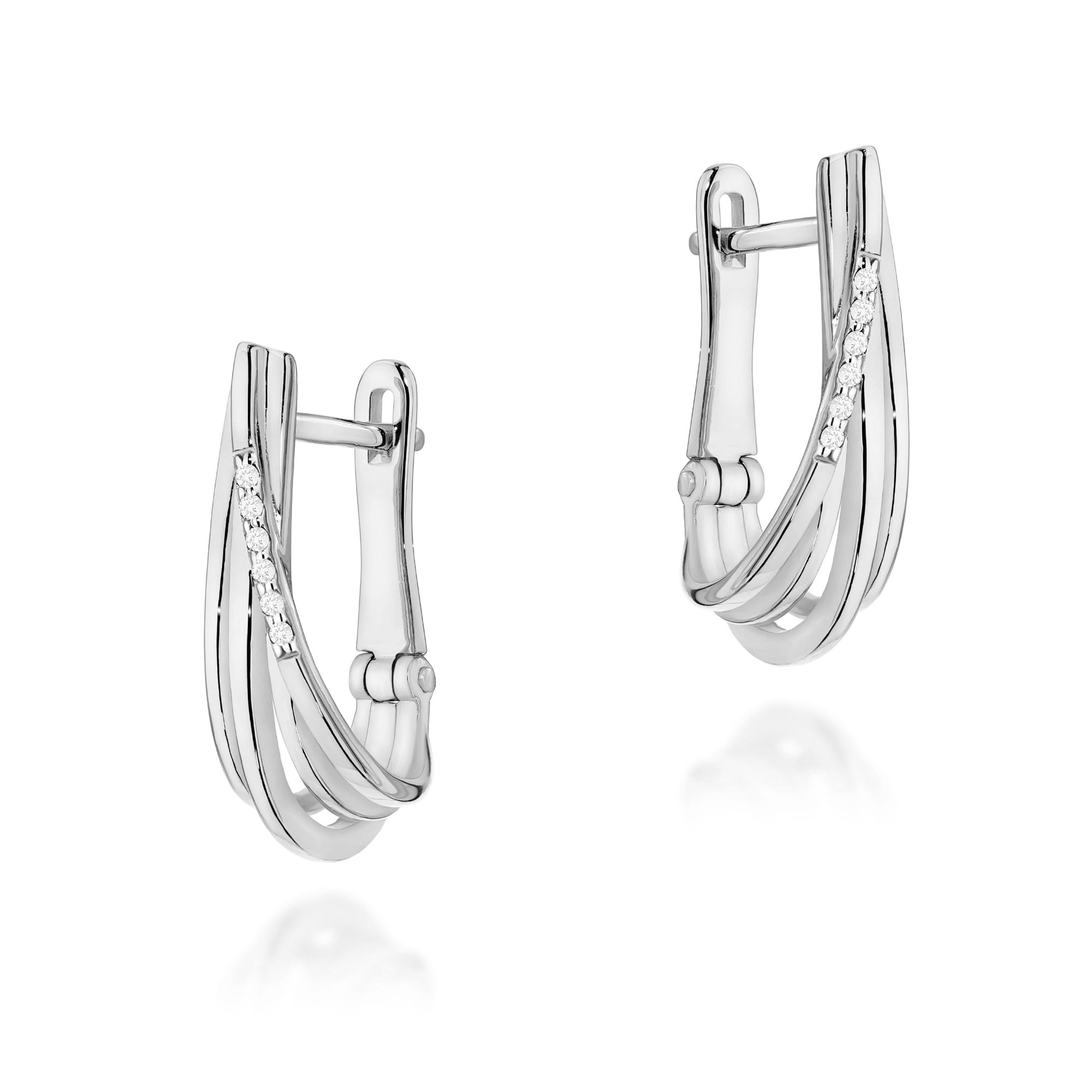 Cercei Aur 14K cu Diamante Naturale 0.06 ct - Alb