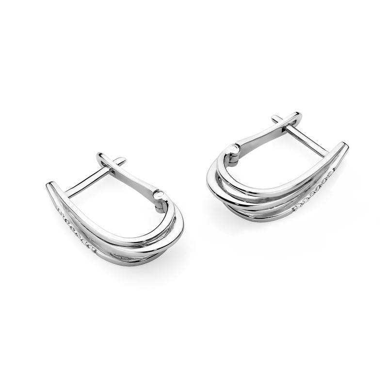 Cercei Aur 14K cu Diamante Naturale 0.06 ct - Alb