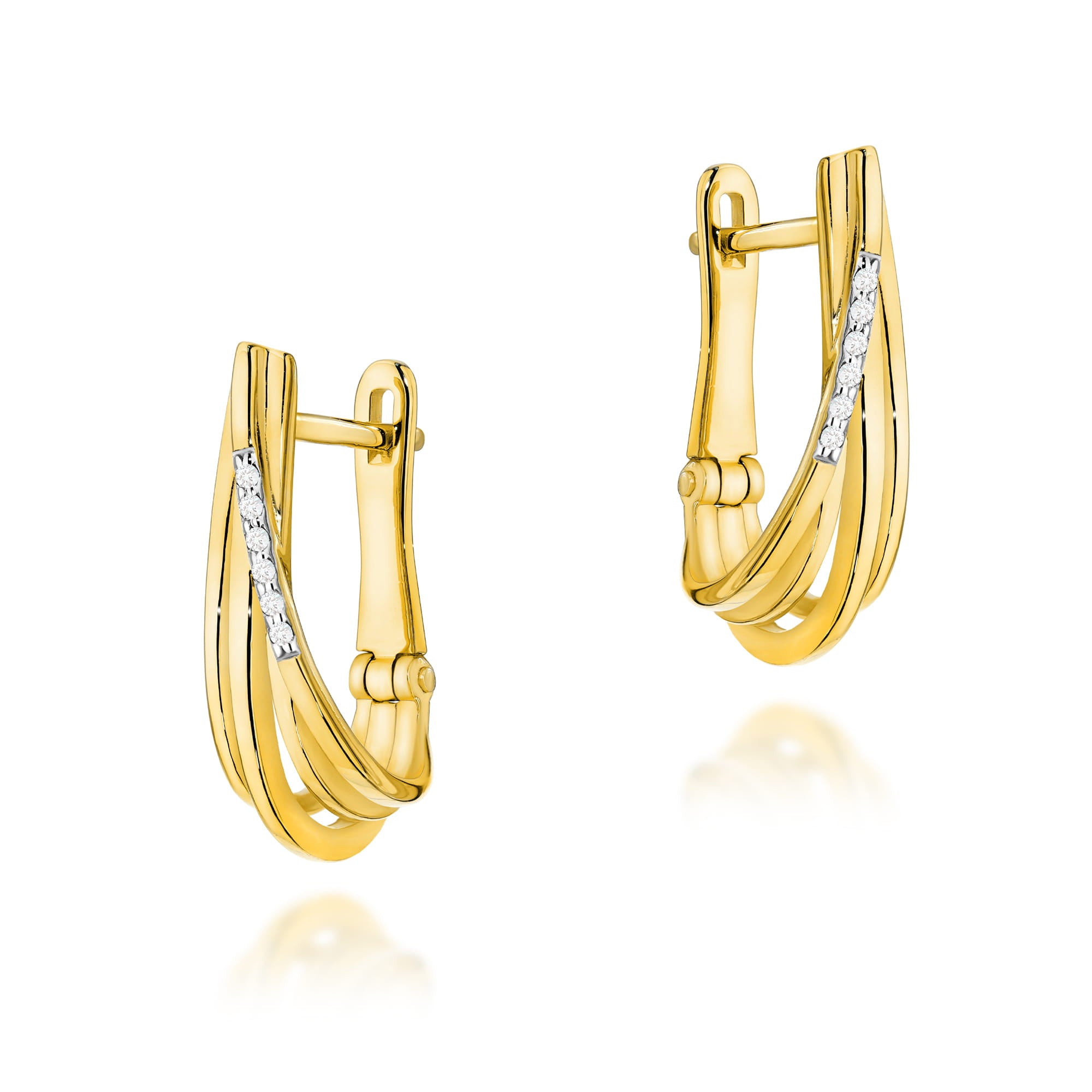 Cercei Aur 14K cu Diamante Naturale 0.06 ct - Galben