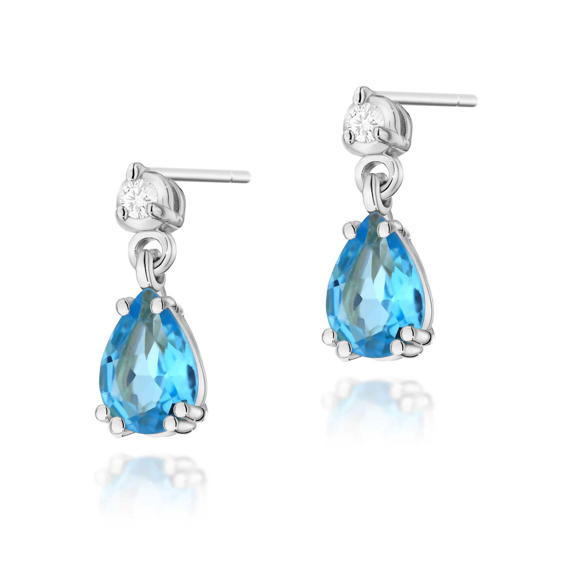 Cercei Aur 14K cu Topaz Albastru 1.80 ct si Diamante Naturale 0.04 ct