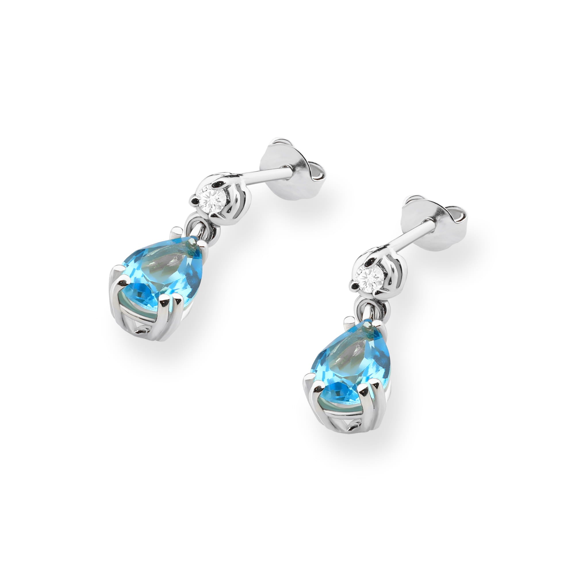 Cercei Aur 14K cu Topaz Albastru 1.80 ct si Diamante Naturale 0.04 ct