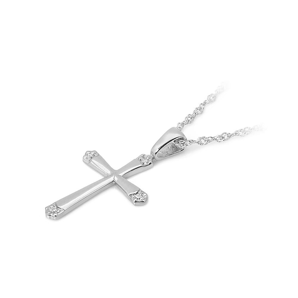 Image for Pandantiv Cruce Aur 14K cu Diamante 0.02 ct