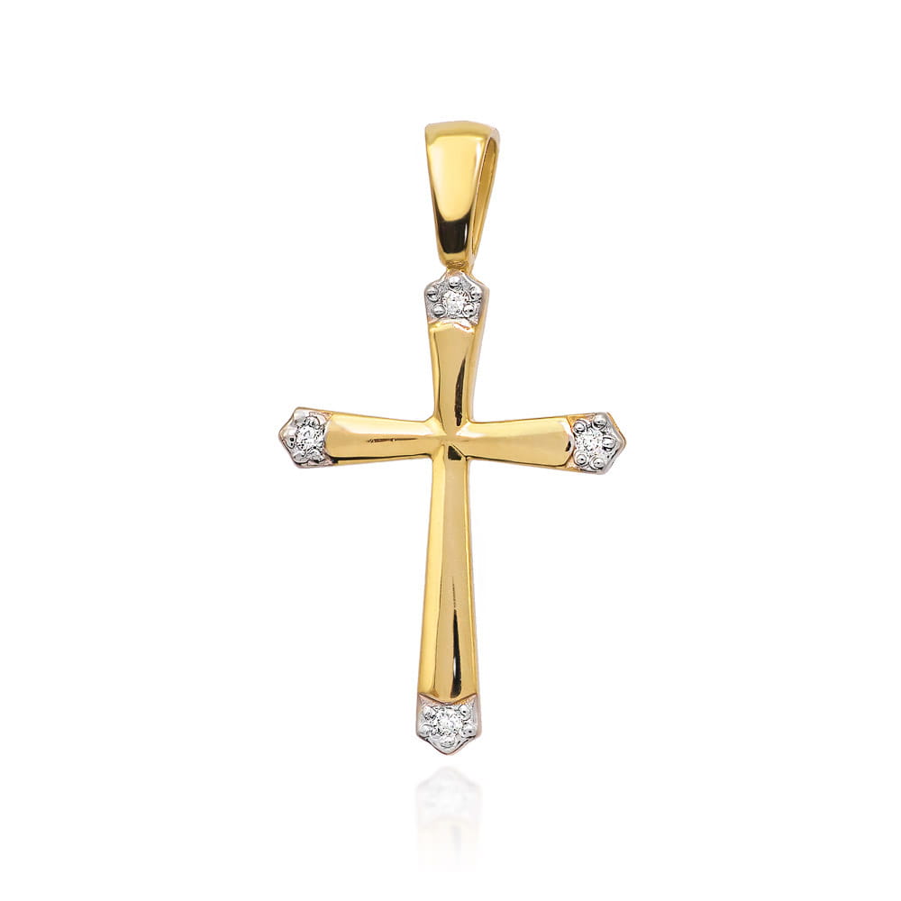 Image for Pandantiv Cruce Aur 14K cu Diamante 0.02 ct