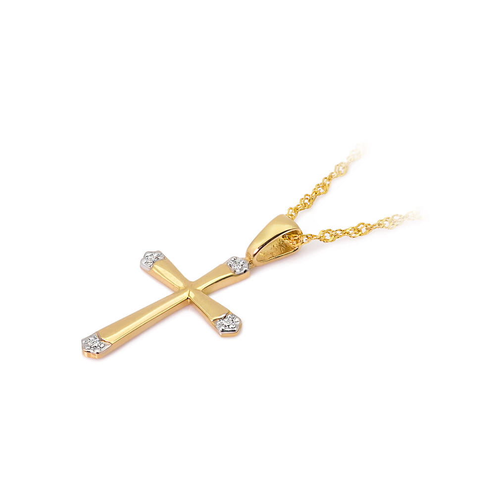 Image for Pandantiv Cruce Aur 14K cu Diamante 0.02 ct