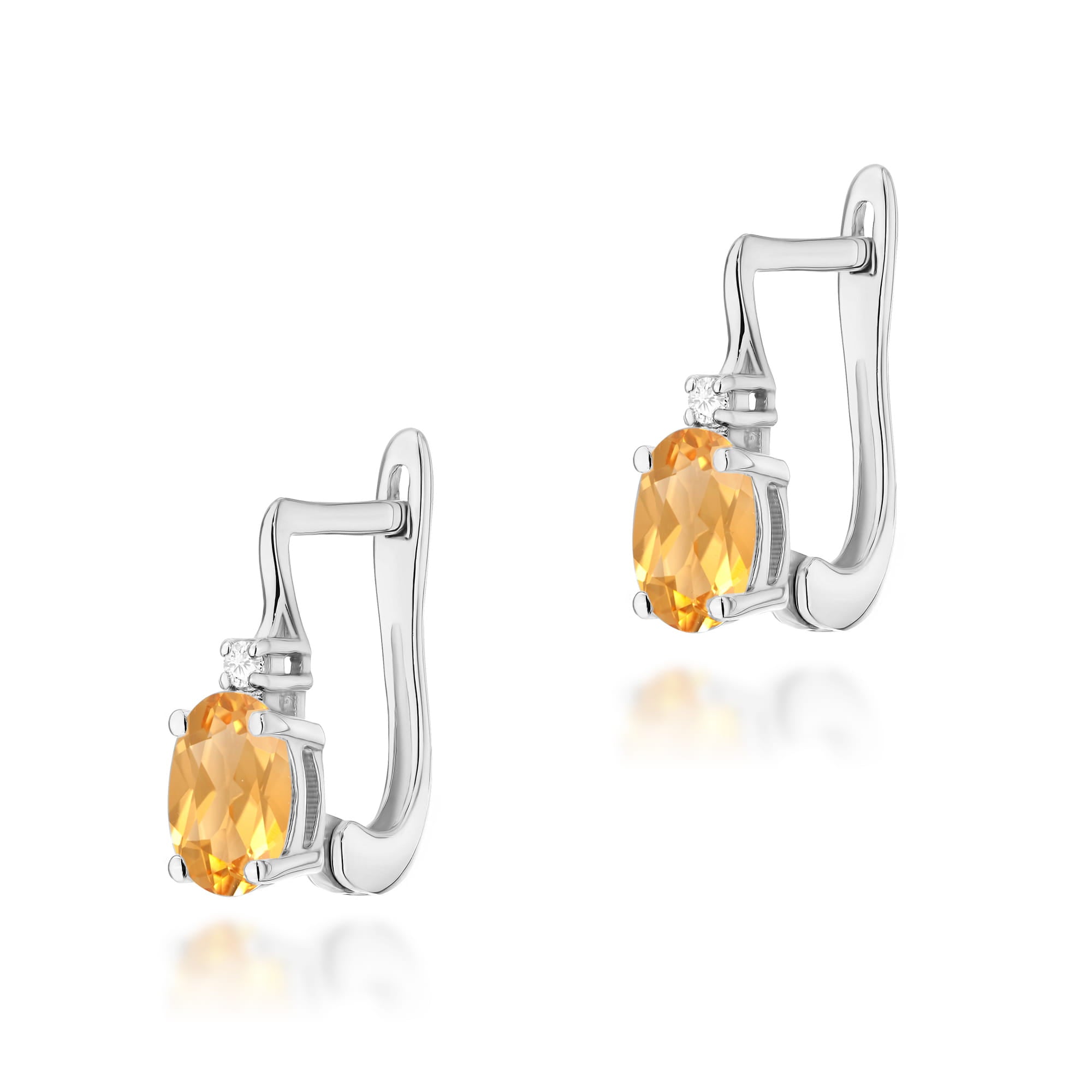 Cercei Aur 14K cu Citrine 0.60 ct si Diamante 0.029 ct