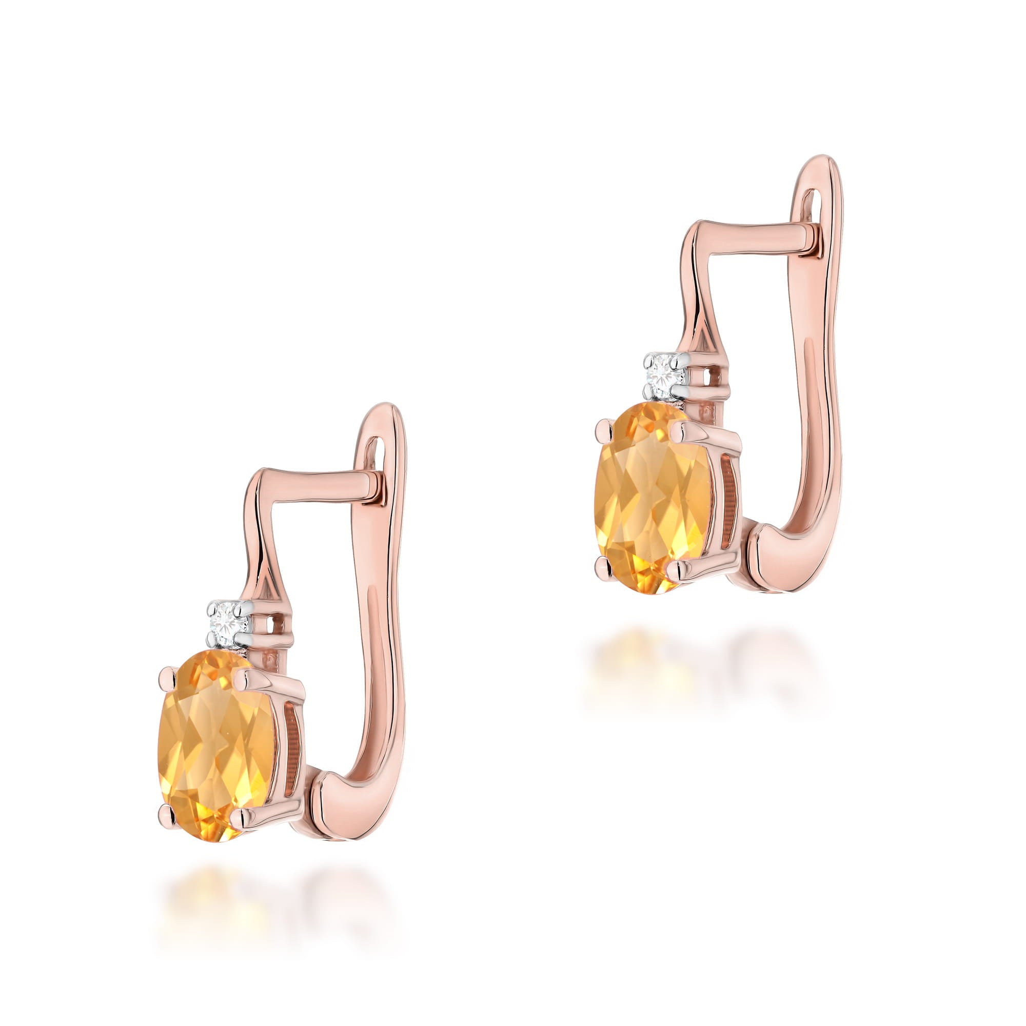 Cercei Aur 14K cu Citrine 0.60 ct si Diamante 0.029 ct