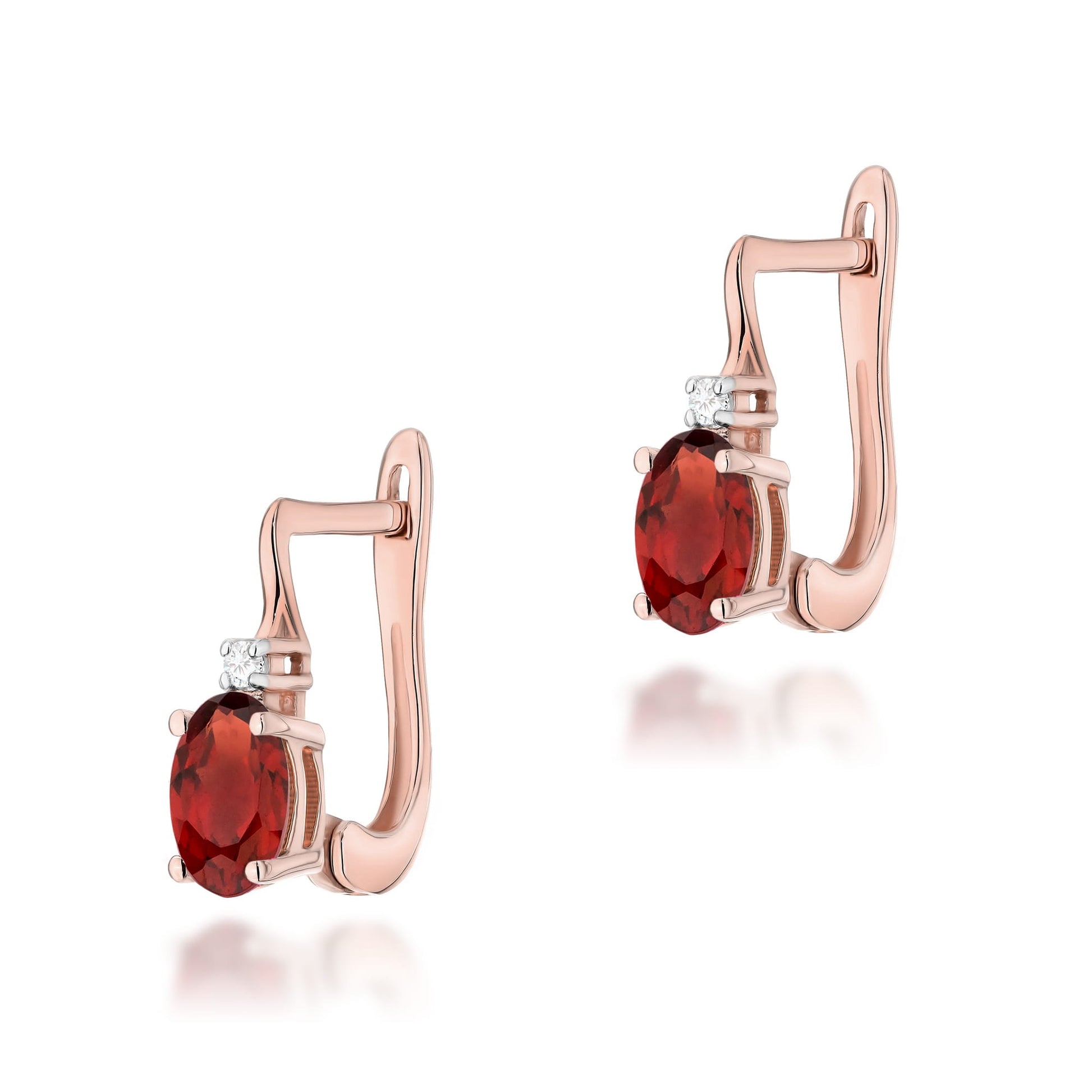Cercei Aur 14K cu Garnet 1.00 ct si Diamante 0.029 ct
