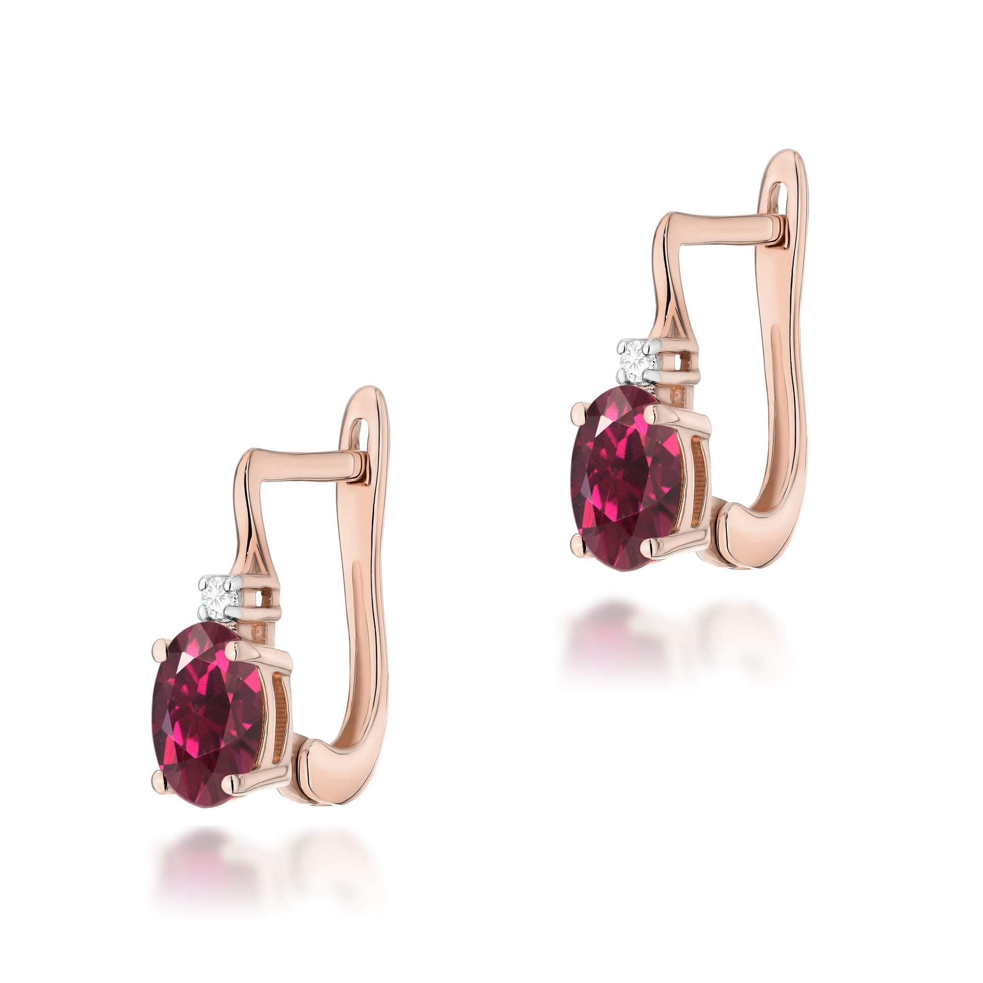 Cercei Aur 14K K0011 Rodolit 1.00ct Diamante 0.029ct