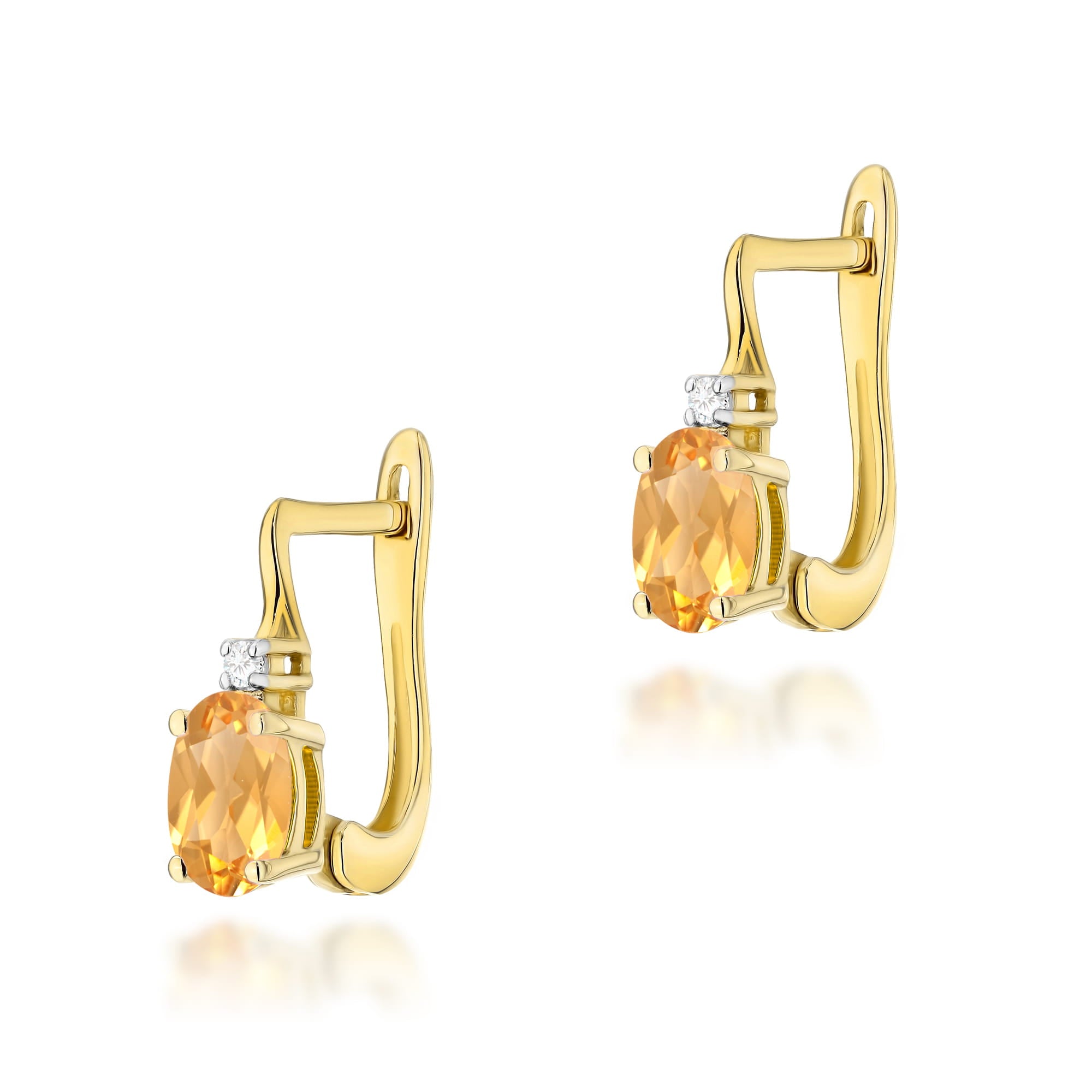 Cercei Aur 14K cu Citrine 0.60 ct si Diamante 0.029 ct