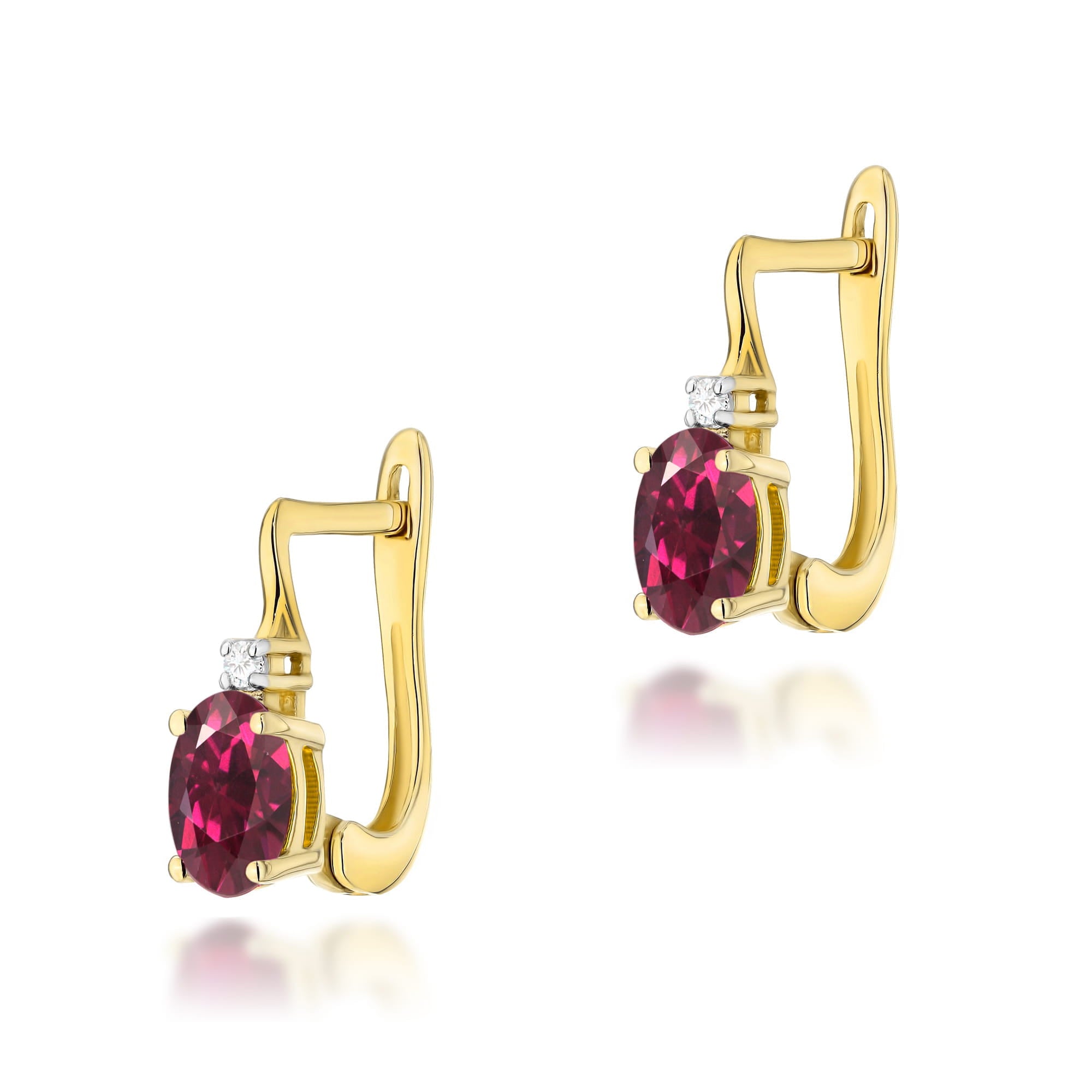 Cercei Aur 14K K0011 Rodolit 1.00ct Diamante 0.029ct