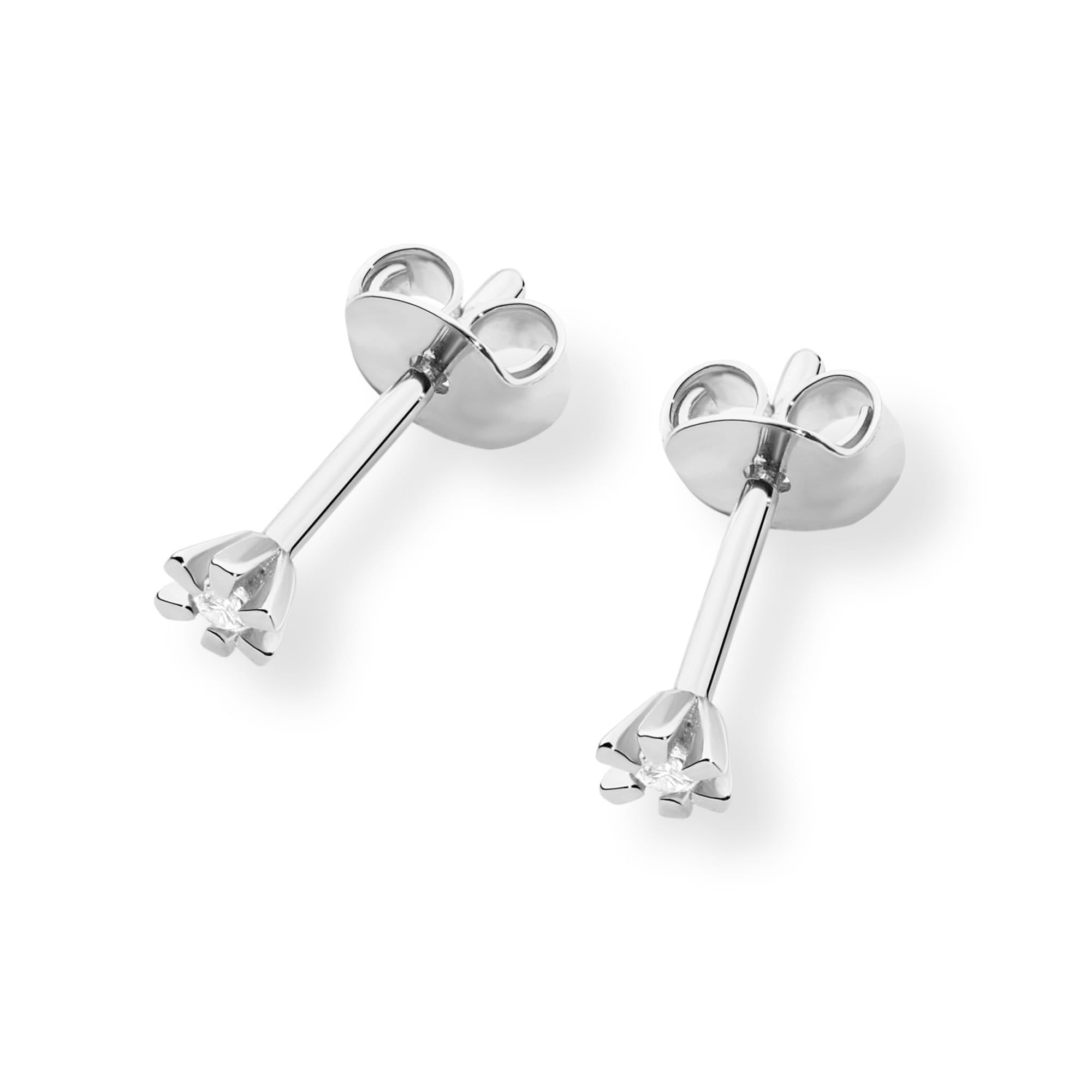 Cercei Aur 14K cu Diamante Naturale 0.04 ct - Alb