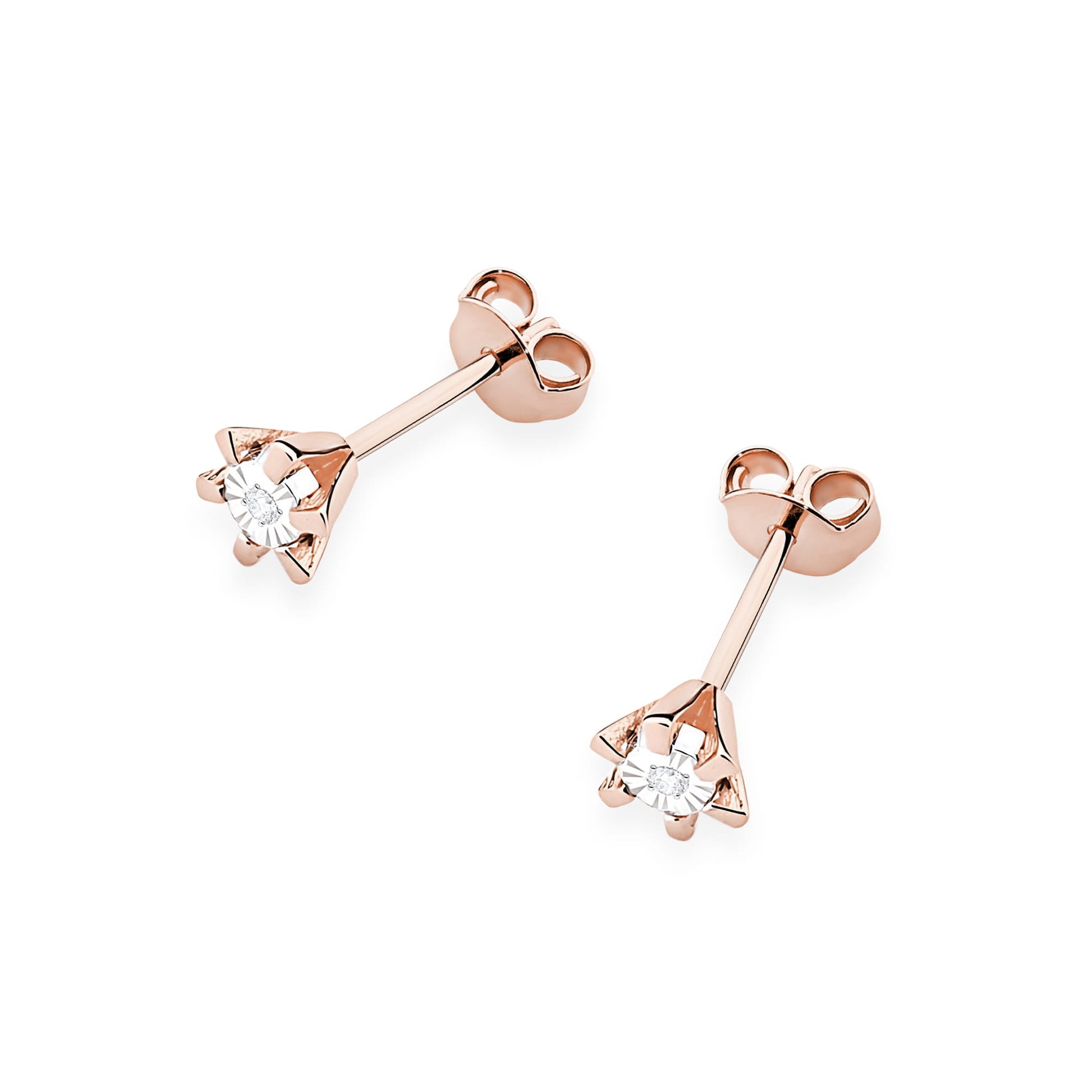 Cercei Aur 14K cu Diamante Naturale Naturale 0.01 ct